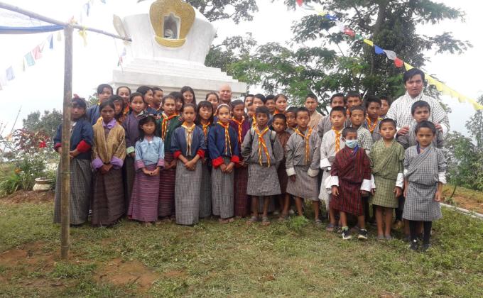 "white washing stupa"