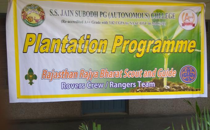 on the ocassion of the tree 
plantation at ssjain pg autonomous college. we are giving a message "Go green Go clean" by rovers and rangers