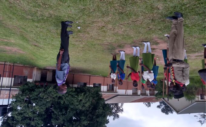 Facilitating in the Bombo Army secondary School Scout's club workshop