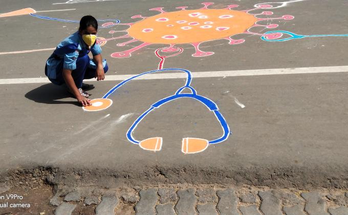 fight corona rangoli