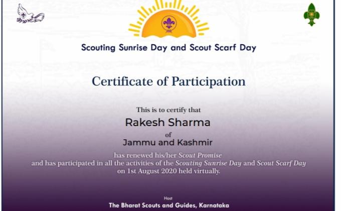 Certificate of Participation in Virtual Celebration of Scarf Day