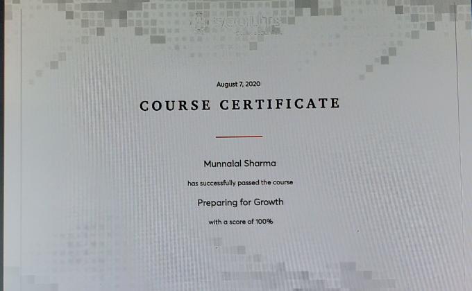 Preparing for Growth course complete