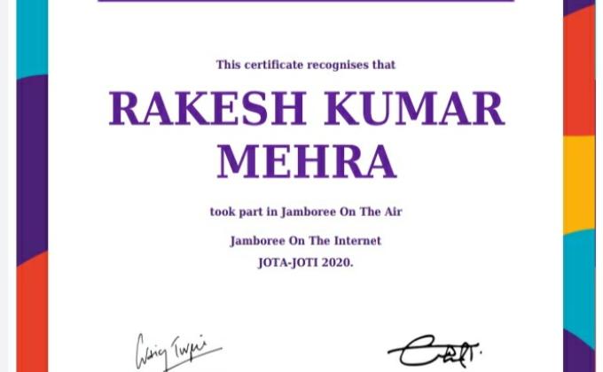 Jota Joti 2020 Participation Certificate