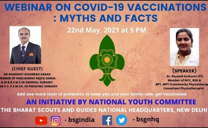 BHARAT SCOUTS AND GUIDES  IS GOING TO ORGANISED A COVID VACCINATION VIRTUAL WEBNIAR ON 22nd MAY 2021