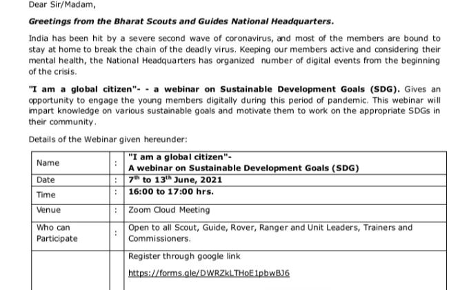 "I AM A GLOBAL CITIZEN" WEBINAR ON SUSTAINABLE DEVELOPMENT GOALS (SDG) 