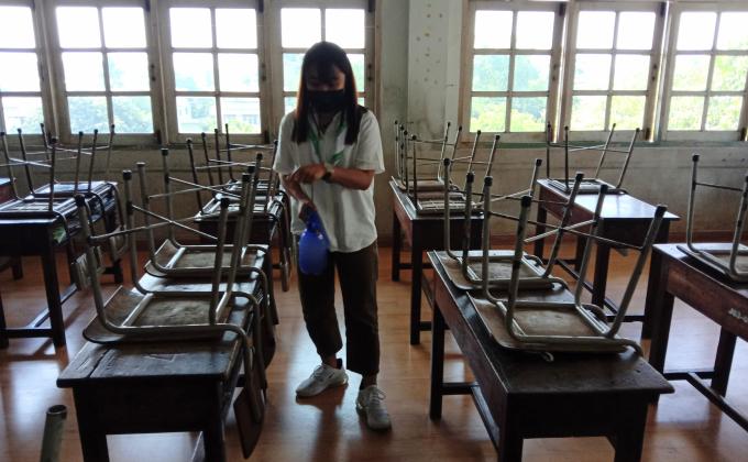 มีความสะอาดห้องเรียนฆ่าเชื้อโควิด19