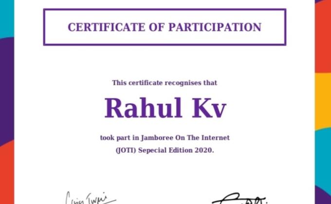 I participated in JOTI jamboree ( Special Edition From 3rd to 5th April 2020 on the internet And attended live streamings and learnt a lot about world Scouting.