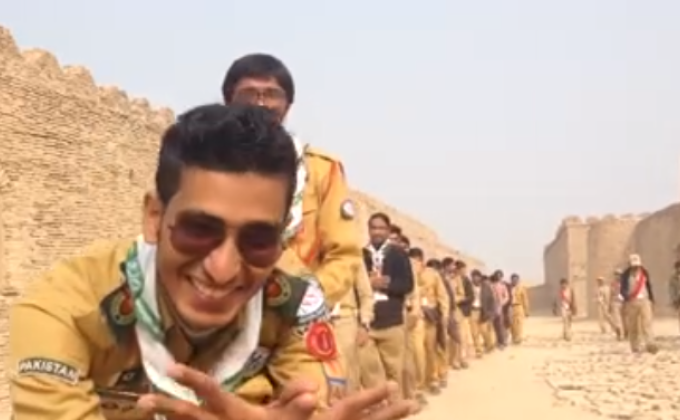The MoP Team Pakistan and apprentice during their tour after the MoP Roadshow on the 14th National and 2nd SAANSO-2014, Centeenary in Scouting (1914-2014). In Khairpur, Pakistan.