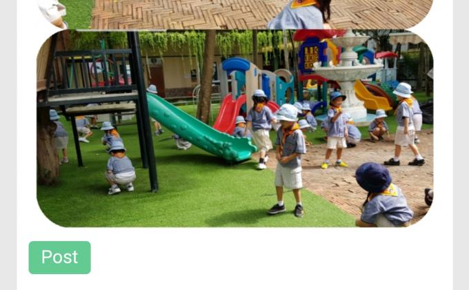 เด็กๆช่วยกันเก็บใบไม้กิ่งไม้แห้งกันทำให้บริเวณดูสะอาดตา#Connect2Earth#MOP_Thailand