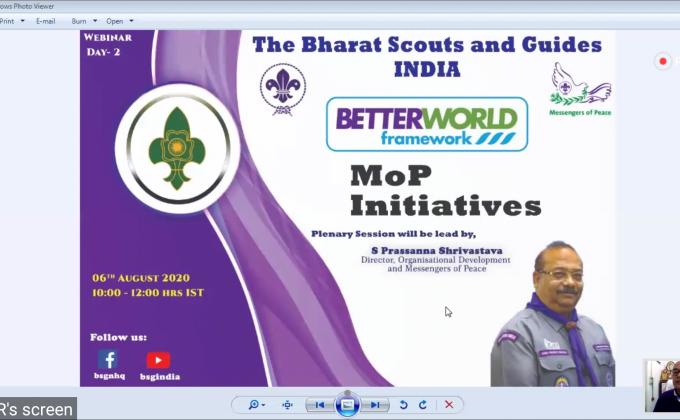 द्वितीय दिवस
 WEBINAR ON BETTER WORLD FRAMEWORK.
MOP (मैसेंजर ऑफ पीस)सेशन
 में भाग लिया