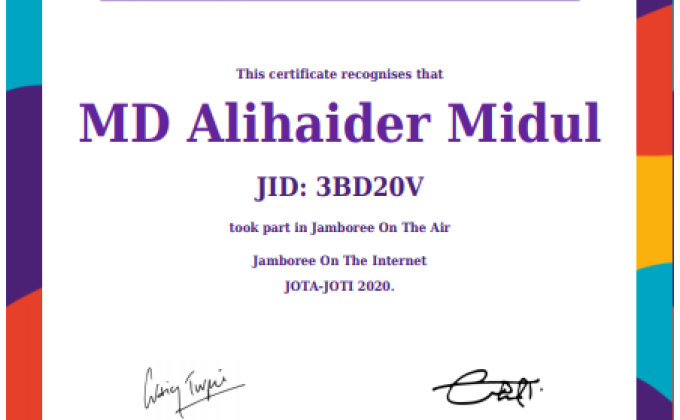Certificate For Participation On JotaJoti 2020
