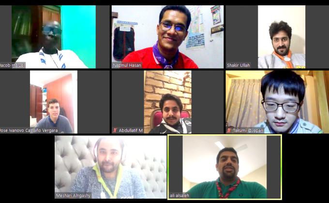 Discussions about Corona virus with foreign scout friends.
