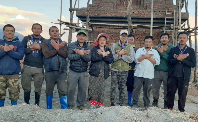 Labour Service at Stupa construction