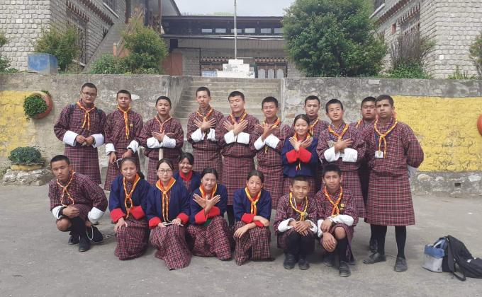Scout of Motithang Higher secondary school preparing to go for text on May 18th 2019