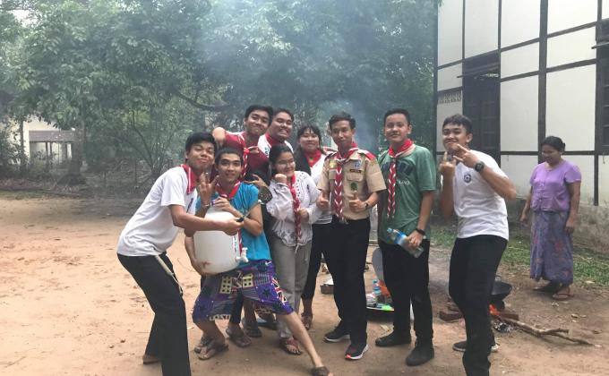 Myanmar Scouts gathered before the Scout Jamboree for the Coronation of King Rama X