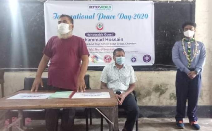 Working As A Speaker in "International Peace Day-2020" Organised by "Hasan Ali Gov't High School Scout Group, Chandpur.