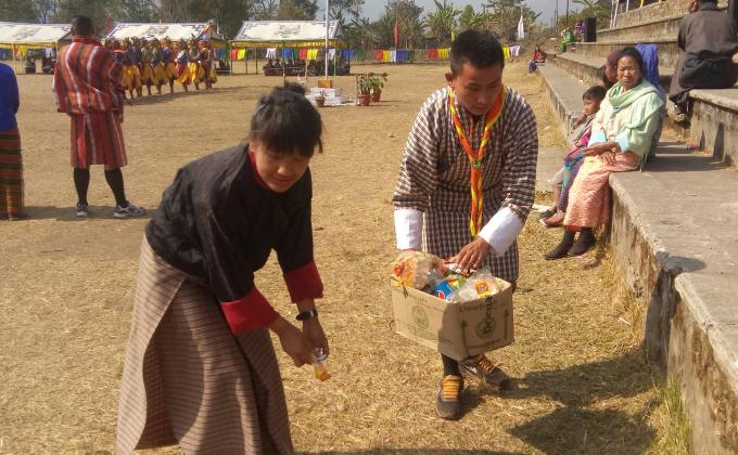 Cleaning camp in local festival(tshechu)