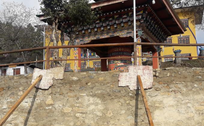 Construction of railing around Prayer wheel