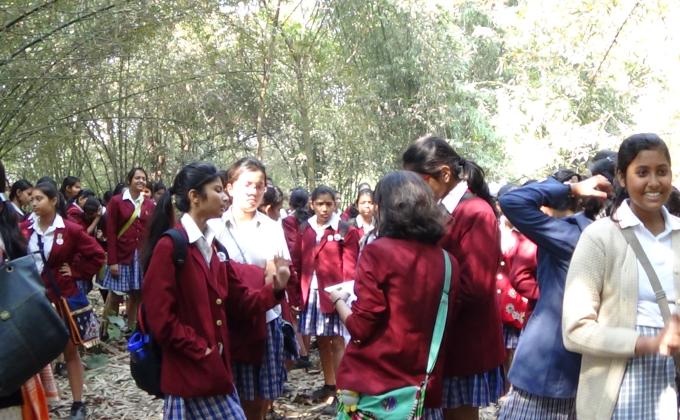 Guides and students of Ballygunge Shiksha Sadan in a Bird Watching Camp on 25/01/14