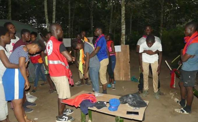 TRAINING CAMP INITIATED BY N'ZRAMAN GROUP'S SCOUTS ON LIFE-SAVING TEACHED BY THE RED CROSS.