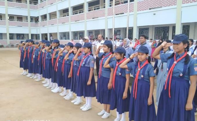 The initiation ceremony of Biam Model School and College Cub Scout team .