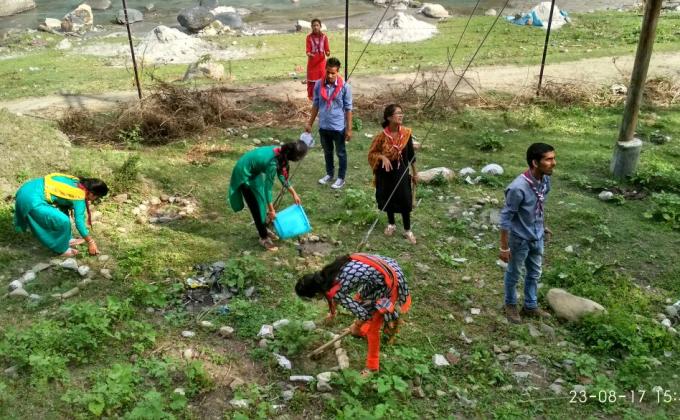 Plantation and watering in clg campus bye rovers and rangers