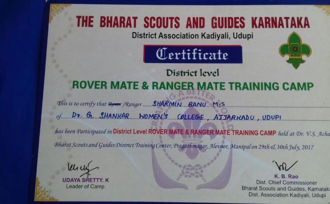 Disrict level Rover Ranger mate training Camp 2017 