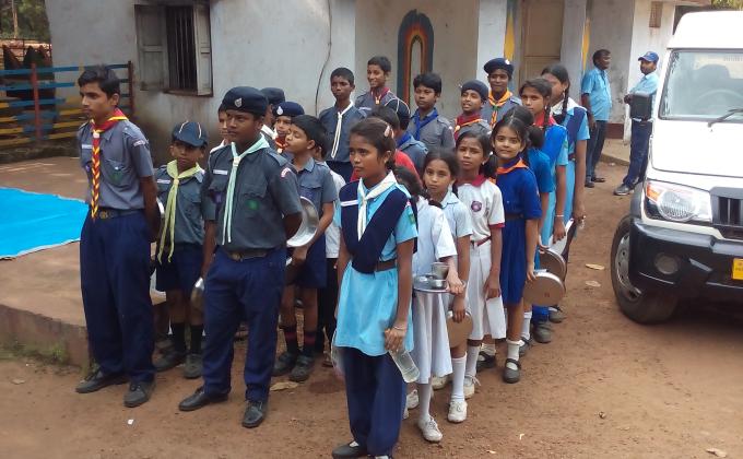 10 KM Foot Hike for Scouts/Guides at Nimpura Yard, Kharagpur by Aurobindo and Indira Group, Kharagpur Dist
