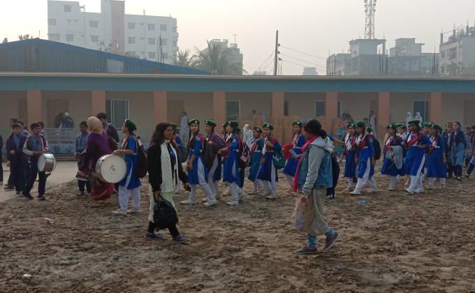 Ceremony on school grounds