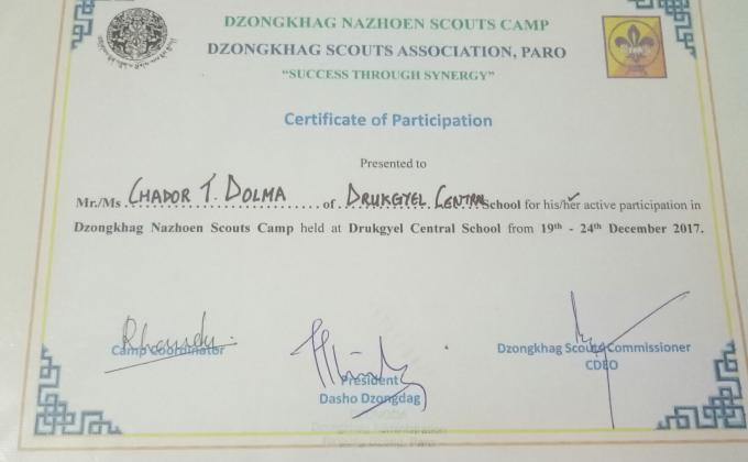 Dzongkhag Nazhoen Scouts Camp 