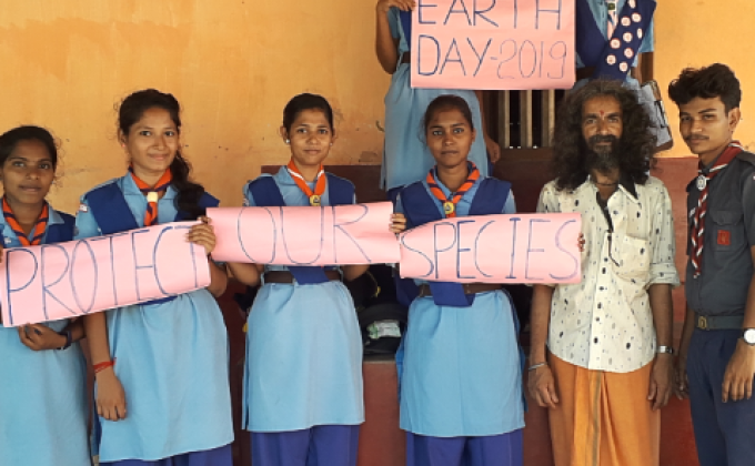 "Earth Day celebration" at Animal rescuing center, Saligrama, Udupi district, Karnataka State,India.
