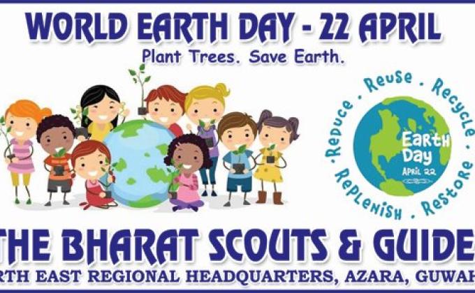 World Earth Day on 22nd April 2016, The Bharat Scouts and Guides, North East Regional Headquarters organising a Plantation Programme at Regional Headquarter