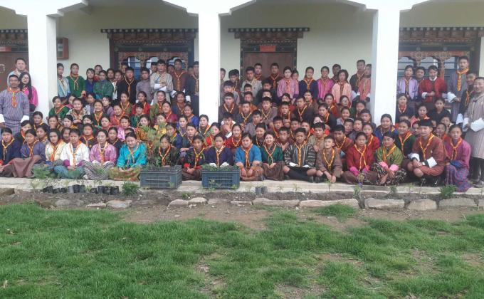 Trees plantation on social forestry day by the scout.