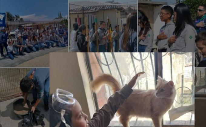 limpiando las instalaciones del refugio. limpiando areneros  