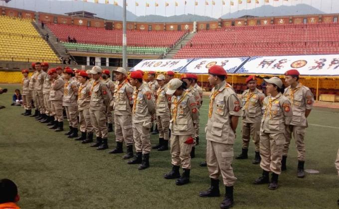 Rehearsal for National Scout day celebration 