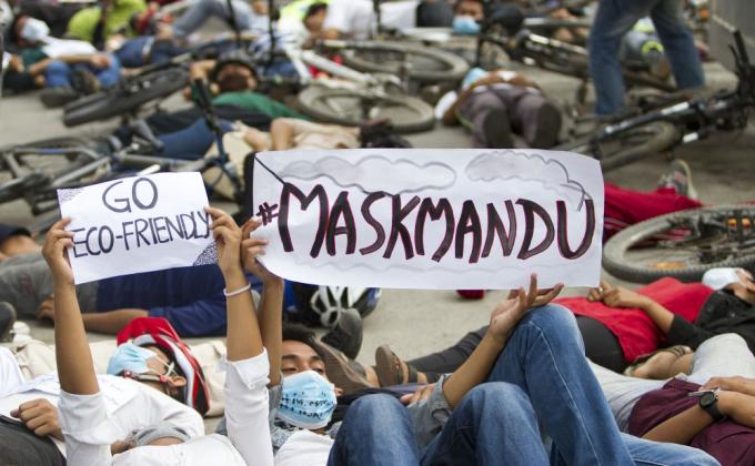 Encironment Day and Environment in Kathmandu...#Maskmandu (World Environment Day: Campaigners lay dead demanding right to clean air )