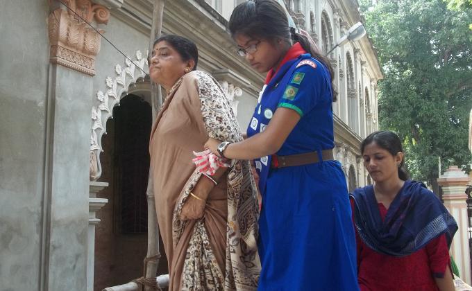 Community Service  During Durga puja In Sarbamangala Temple of Burdwan, West Bengal, India. 