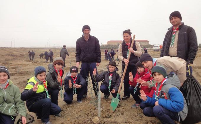 Atashgah scout group joined to the tree-planting project with other scouts of Azerbaijan and Turkey.