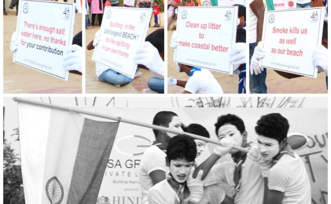 MIME SHOW BY SENIORS AWARNES 4 CHENNAI COASTAL CLEANUP