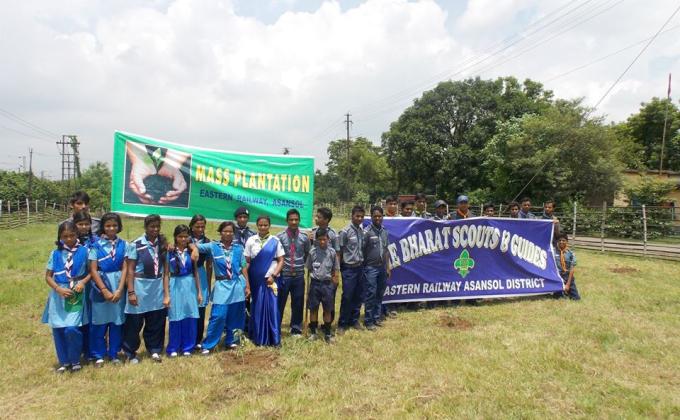 Mass tree plantation day at Domohani Railway Colony