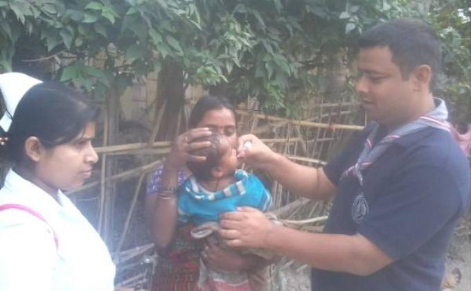PULSE POLIO IMMUNIZATION & HOUSE TO HOUSE SURVEY & IMMUNIZED AT SLUM AREA OF NAGAON DISTRICT ASSAM ON 24-02-2015.