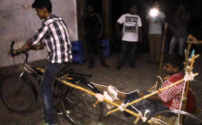 Riksha!! Improvised vehicle for carrying casualy