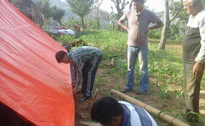 Earthquake relief material distribution, Rescue and demolition of damage house. 