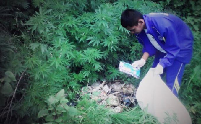 Young scouts taking LEADERSHIP and INITIATIVE to clean the filth of a Residential area.