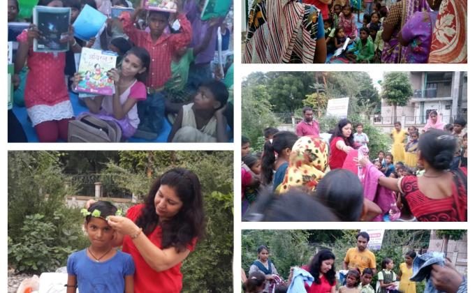 Distribute clothe and education material 