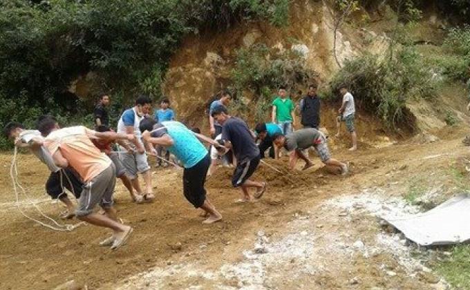 Services (Cleared Road which was covered by landslide.)