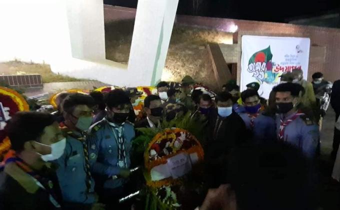 Tribute to the Immortal Memories of the Great Language Martyrs at the Central Shaheed Minar Altar in the early hours of February 21, 2021
