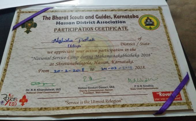 National service camp during Mahamastakabhisheka 2018