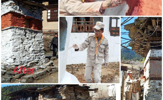 White washing 108 chortens 