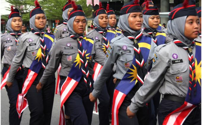 Pengakap Sabah di arena Istiadat Perbarisan Sempena Hari Kebangsaan Peringkat Negeri Sabah 31 Ogos 2019
